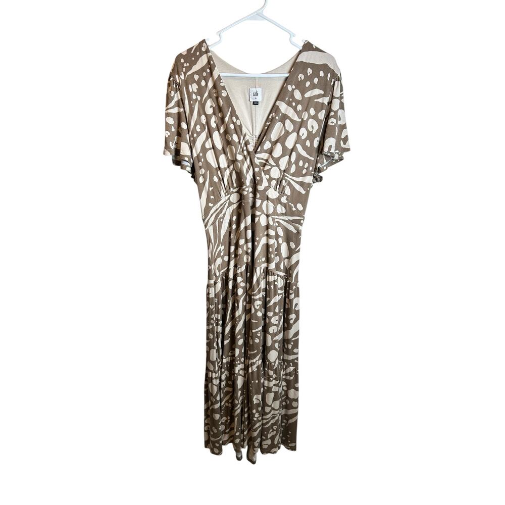 Cabi Swoon Dress Faux Wrap Tan Cream Y2K Size XL